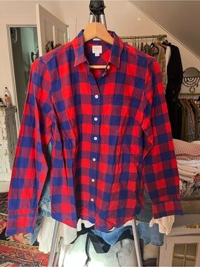 J. Crew Women’s Boy Fit Plaid Shirt XS